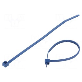 Cable tie | with metal | L: 100mm | W: 2.5mm | polyamide 66MP | 80N | blue