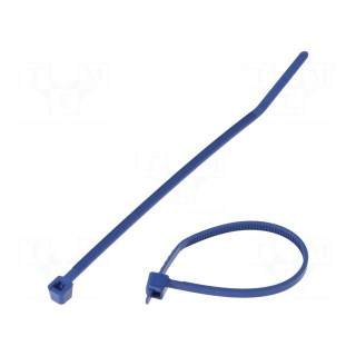 Cable tie | with metal | L: 100mm | W: 2.5mm | polypropylene | 67N | blue