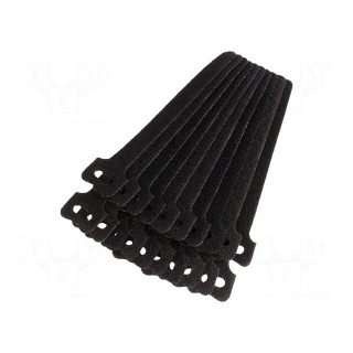 Velcro tie | L: 125mm | W: 12mm | black | 20pcs | Ømax: 30mm