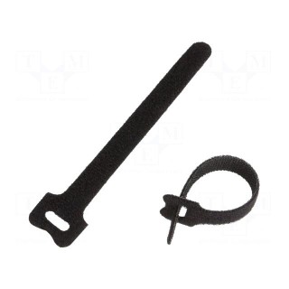 Hook and loop fastener | L: 125mm | W: 12mm | black | 20pcs | Ømax: 30mm