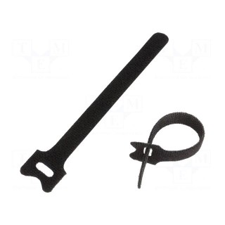 Hook and loop fastener | L: 135mm | W: 12mm | black | 20pcs | Ømax: 33mm