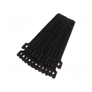 Velcro tie | L: 135mm | W: 12mm | black | 20pcs | Ømax: 33mm