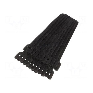 Velcro tie | L: 150mm | W: 10mm | black | 20pcs | Ømax: 36mm