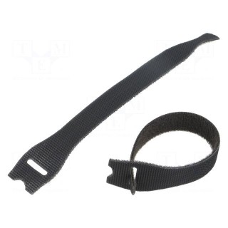 Hook and loop fastener | L: 150mm | W: 12.5mm | black | 10pcs | -40÷85°C