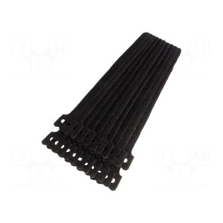 Velcro tie | L: 180mm | W: 12mm | black | 20pcs | Ømax: 40mm