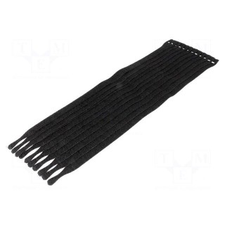 Velcro tie | L: 200mm | W: 12.5mm | black | 10pcs | Ømax: 60mm | -20÷75°C