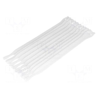 Velcro tie | L: 200mm | W: 12.5mm | white | 10pcs | Ømax: 60mm | -20÷75°C