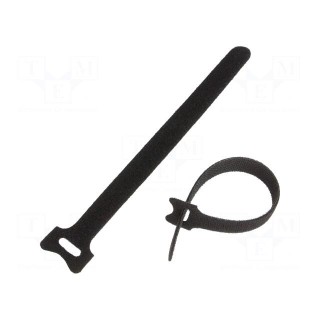 Hook and loop fastener | L: 210mm | W: 16mm | black | 20pcs | Ømax: 50mm