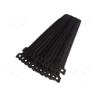 Velcro tie | L: 210mm | W: 16mm | black | 20pcs | Ømax: 50mm