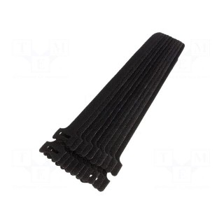 Velcro tie | L: 240mm | W: 16mm | black | 20pcs | Ømax: 65mm