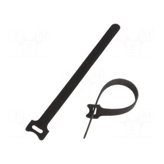 Hook and loop fastener | L: 310mm | W: 16mm | black | 20pcs | Ømax: 85mm