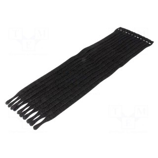 Velcro tie | L: 330mm | W: 12.5mm | black | 10pcs | Ømax: 100mm | -20÷75°C