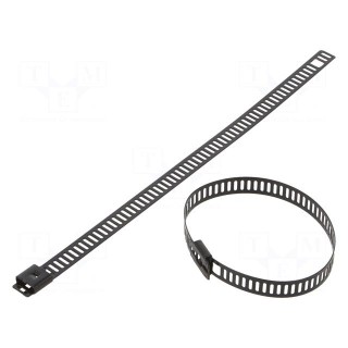 Cable tie | L: 150mm | W: 7mm | stainless steel AISI 304 | 445N | black