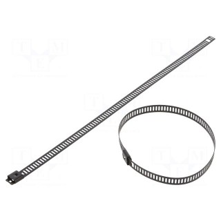 Cable tie | L: 225mm | W: 7mm | stainless steel AISI 304 | 445N | black