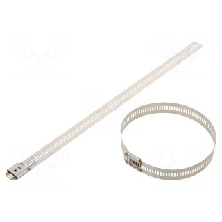 Cable tie | L: 250mm | W: 12mm | stainless steel AISI 304 | 1112N