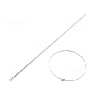 Cable tie | L: 300mm | W: 4.6mm | stainless steel AISI 304 | 890N