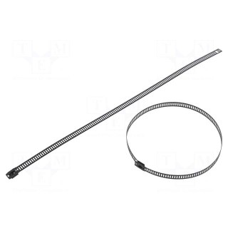 Cable tie | L: 300mm | W: 7mm | stainless steel AISI 304 | 445N | black