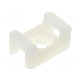 Cable tie holder | polyamide | natural | Tie width: 5mm | Ht: 6.6mm
