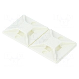 Screw down self-adhesive holder | ABS | white | Ht: 4.2mm | L: 25.4mm