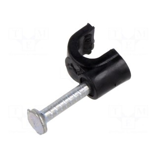 Holder | black | on round cable | 100pcs | with a nail | Ø: 4mm | H: 5.7mm