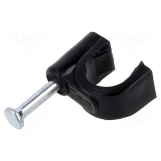 Holder | black | on round cable | 100pcs | with a nail | Ø: 7mm | H: 8.9mm