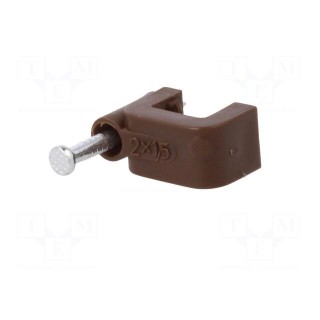 Holder | brown | for flat cable,YDYp 2x1,5 | 25pcs | with a nail