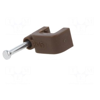 Holder | brown | for flat cable,YDYp 2x1,5 | 50pcs | with a nail