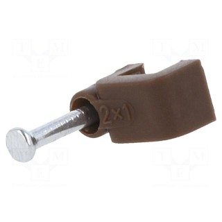 Holder | brown | for flat cable,YDYp 2x1 | 50pcs | with a nail