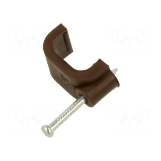 Holder | brown | for flat cable,YDYp 3x2,5 | 50pcs | with a nail