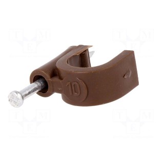 Holder | brown | Application: on round cable | 50pcs | with a nail