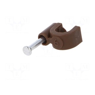 Holder | brown | Application: on round cable | 50pcs | with a nail