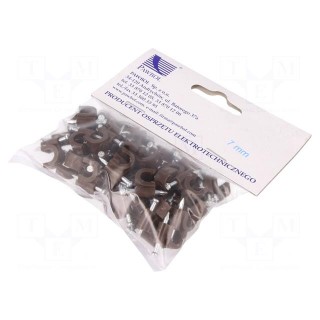 Holder | brown | on round cable | 50pcs | with a nail | 7mm