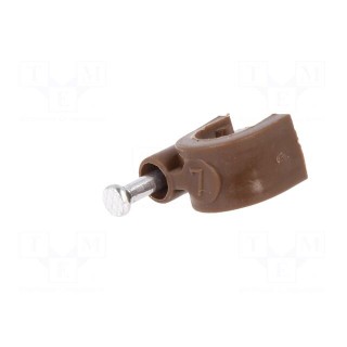 Holder | brown | on round cable | 50pcs | with a nail | 7mm