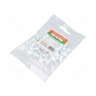 Holder | white | Application: for flat cable | 100pcs | with a nail
