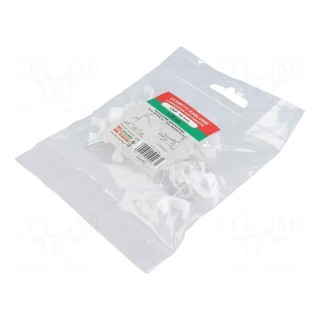 Holder | white | Application: for flat cable | 25pcs | with a nail