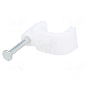 Holder | white | Application: for flat cable | 25pcs | with a nail