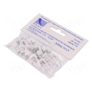 Holder | white | Application: YDYp 2x1,5,for flat cable | 25pcs.