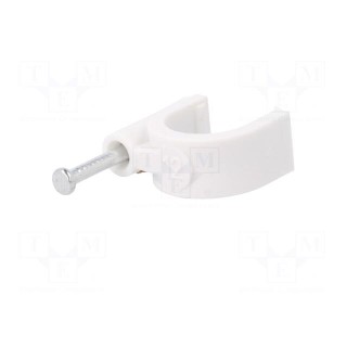 Holder | white | Application: on round cable | 25pcs | with a nail