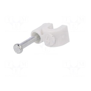 Holder | white | Application: on round cable | 25pcs | with a nail