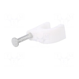 Holder | white | Application: on round cable | 25pcs | with a nail