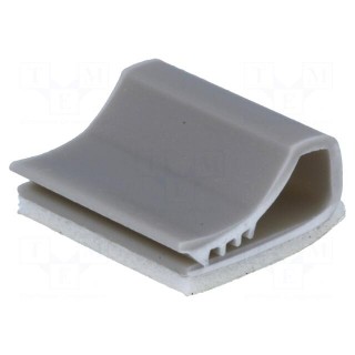 Self-adhesive cable holder | PVC | grey | Cable P-clips