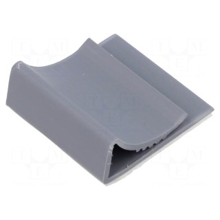 Self-adhesive cable holder | PVC | grey | W: 27.7mm | L: 25.4mm
