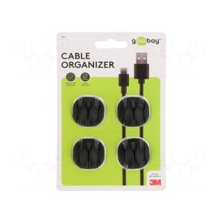 Set of clips | black | Cable P-clips | 4pcs | triple,self-adhesive