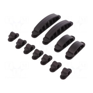 Set of clips | Colour: black | self-adhesive