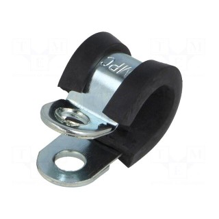 Fixing clamp | ØBundle : 10mm | W: 12mm | steel | Cover material: EPDM