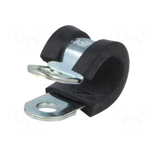 Fixing clamp | ØBundle : 10mm | W: 12mm | steel | Cover material: EPDM