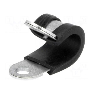Fixing clamp | ØBundle : 10mm | W: 12mm | steel | Ømount.hole: 5.3mm