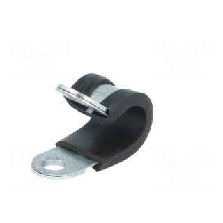 Fixing clamp | ØBundle : 10mm | W: 12mm | steel | Ømount.hole: 5.3mm
