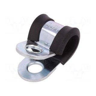 Fixing clamp | ØBundle : 10mm | W: 20mm | steel | Cover material: EPDM