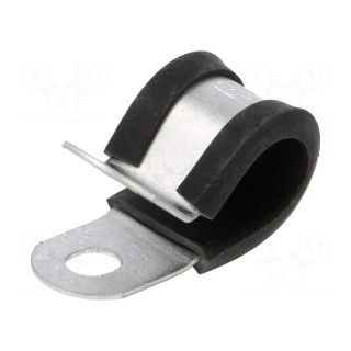 Fixing clamp | ØBundle : 11mm | W: 12.7mm | steel | Cover material: PVC